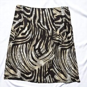 Style&co. Abstract Zebra Print Skirt A-Line‎ Cotton Casual Brown Beige Woman 14